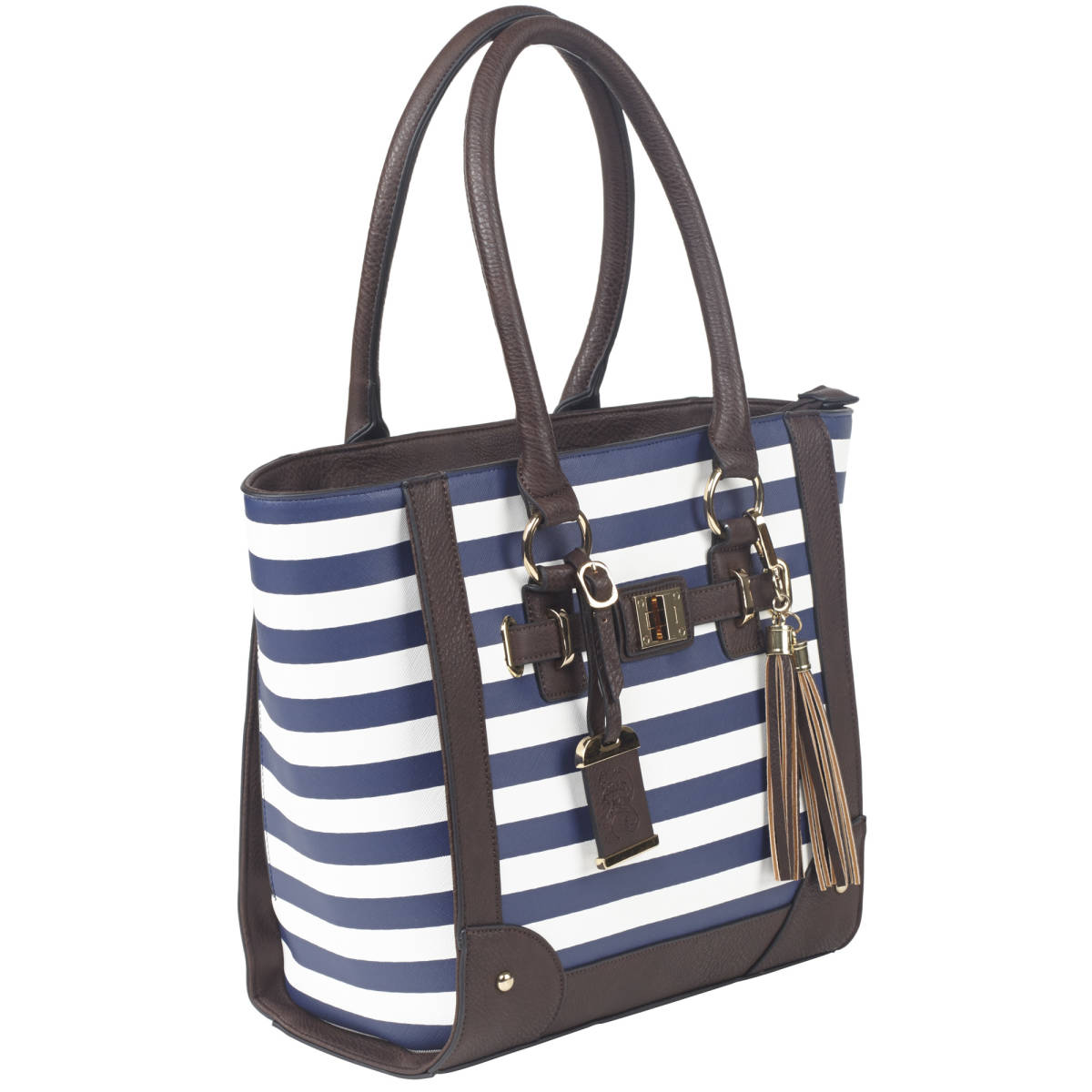Bulldog BDP050 Tote Purse w/Holster Navy Stripe Leather Most Sm Pistols-img-0