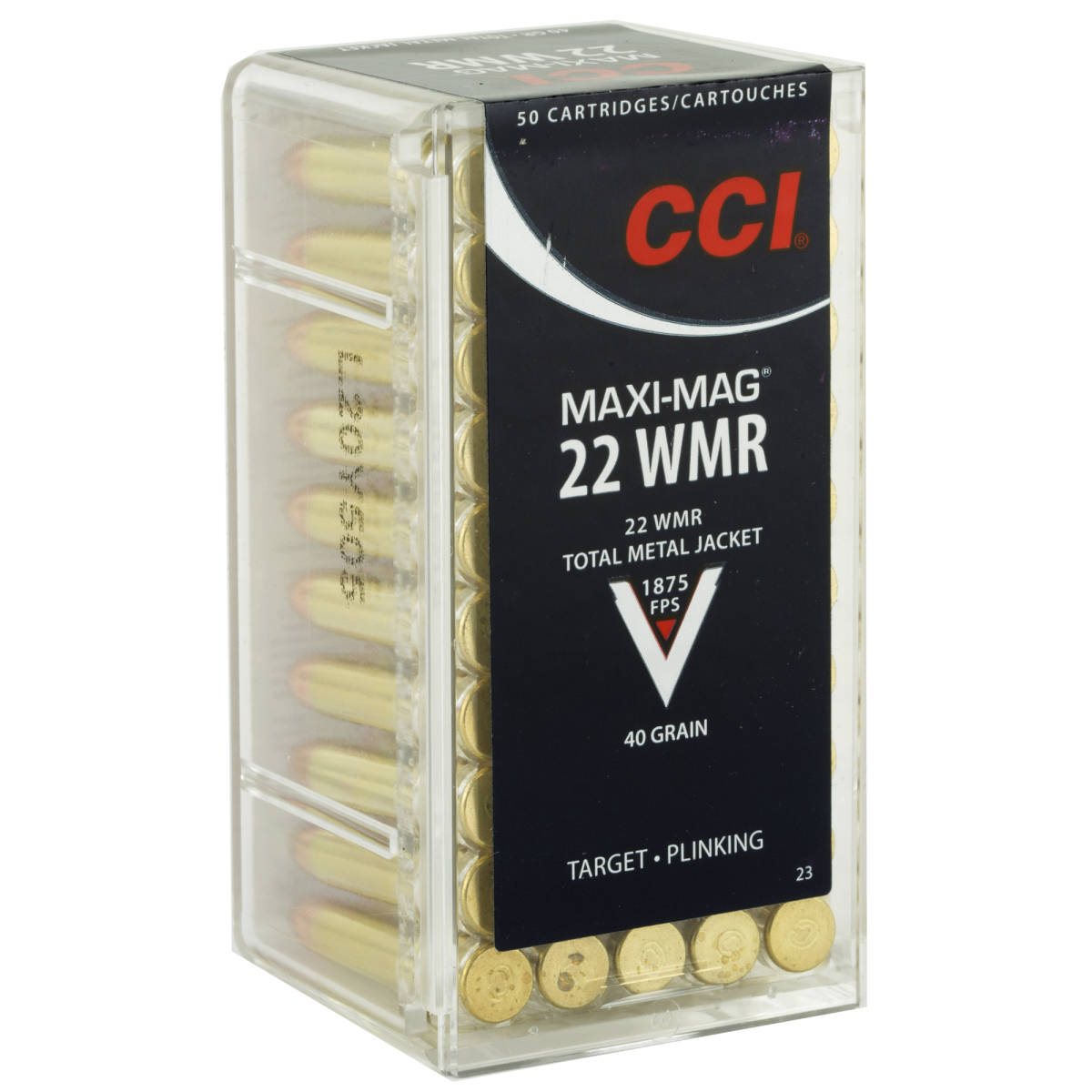 CCI 0023 Maxi-Mag Rimfire 22WMR 40gr Total Metal Jacket 50 Per Box/40 Case-img-1