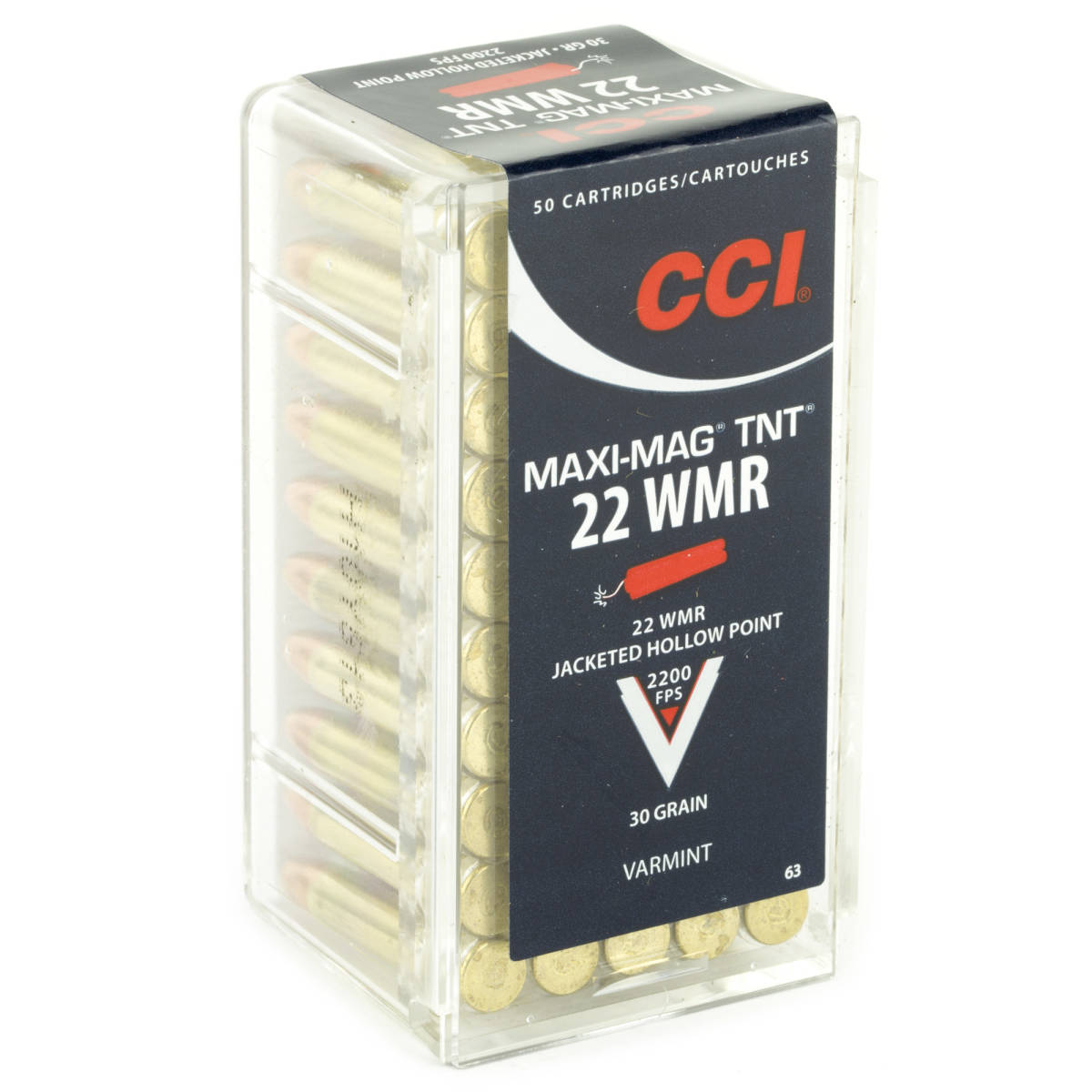 CCI 0063 Maxi-Mag TNT 22WMR 30gr Jacketed Hollow Point 50 Per Box/40 Case-img-2