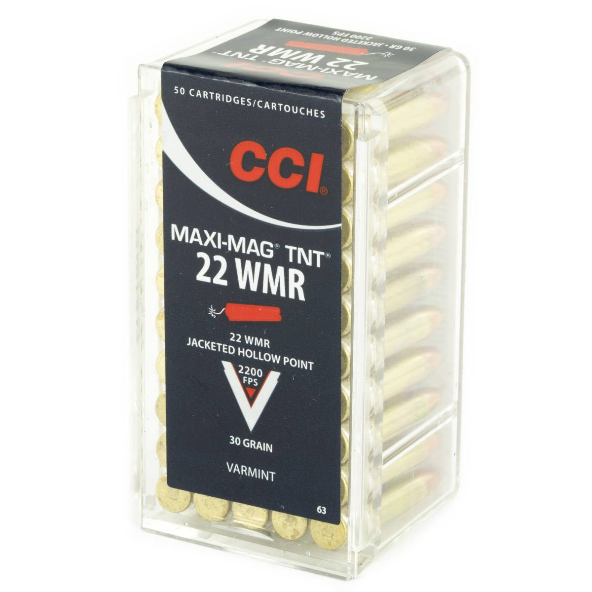 CCI 0063 Maxi-Mag TNT 22WMR 30gr Jacketed Hollow Point 50 Per Box/40 Case-img-3