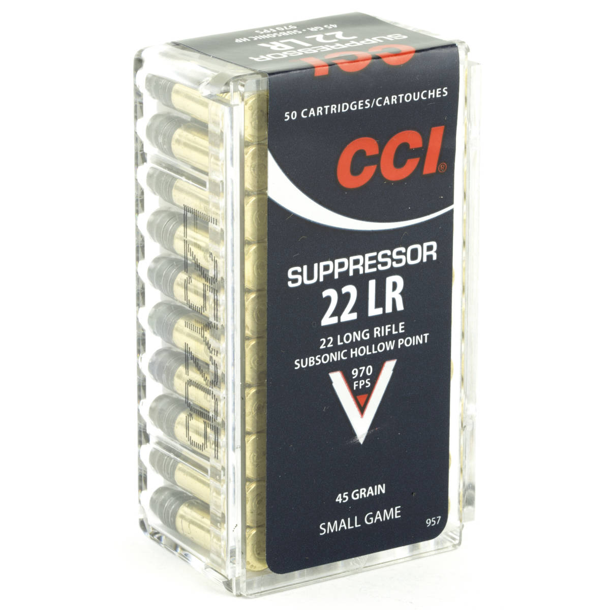 CCI 22 Suppressor LR 45gr Hollow Point 22LR SubSoNic Ammo Suppressed-img-1