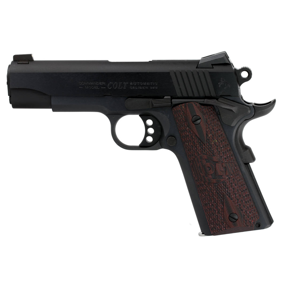 Colt 1911 Combat Commander 9mm 4.25" 9+1 Black Checkered Cherry Grips NIB-img-2