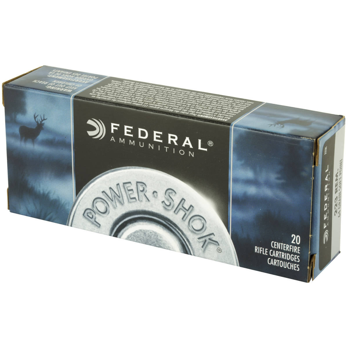 223 Rem Ammo Federal PowerShok 223REM 64 Grain Soft Point Hunting SP-img-2