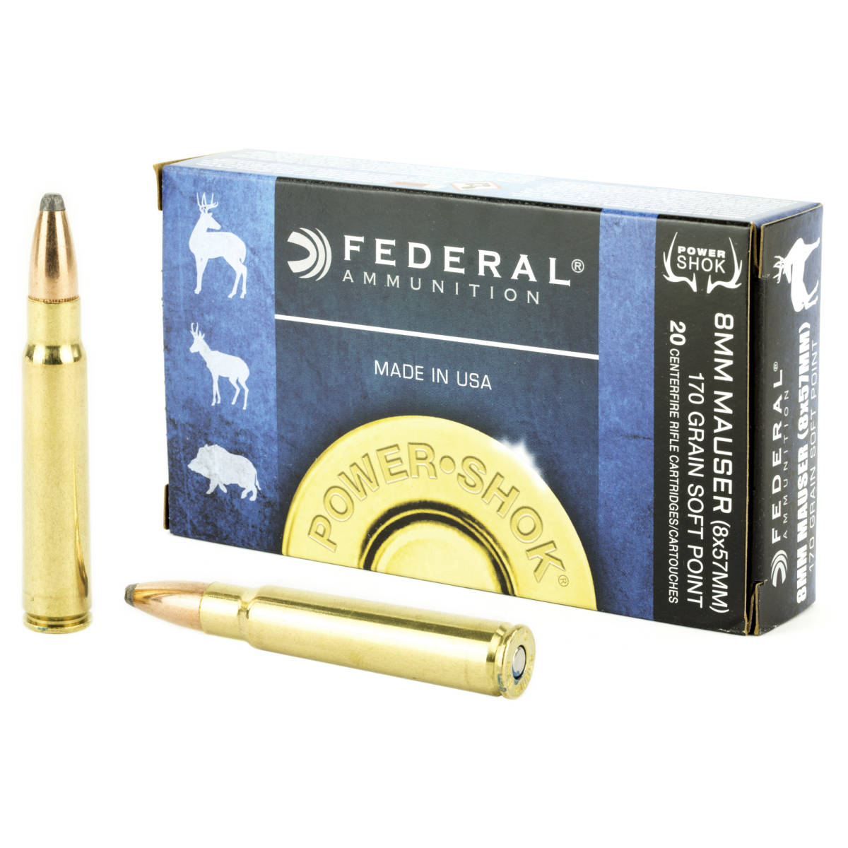 Federal 8A Power-Shok 8mm Mauser 170 gr Jacketed Soft Point 20 Per Box/...-img-0
