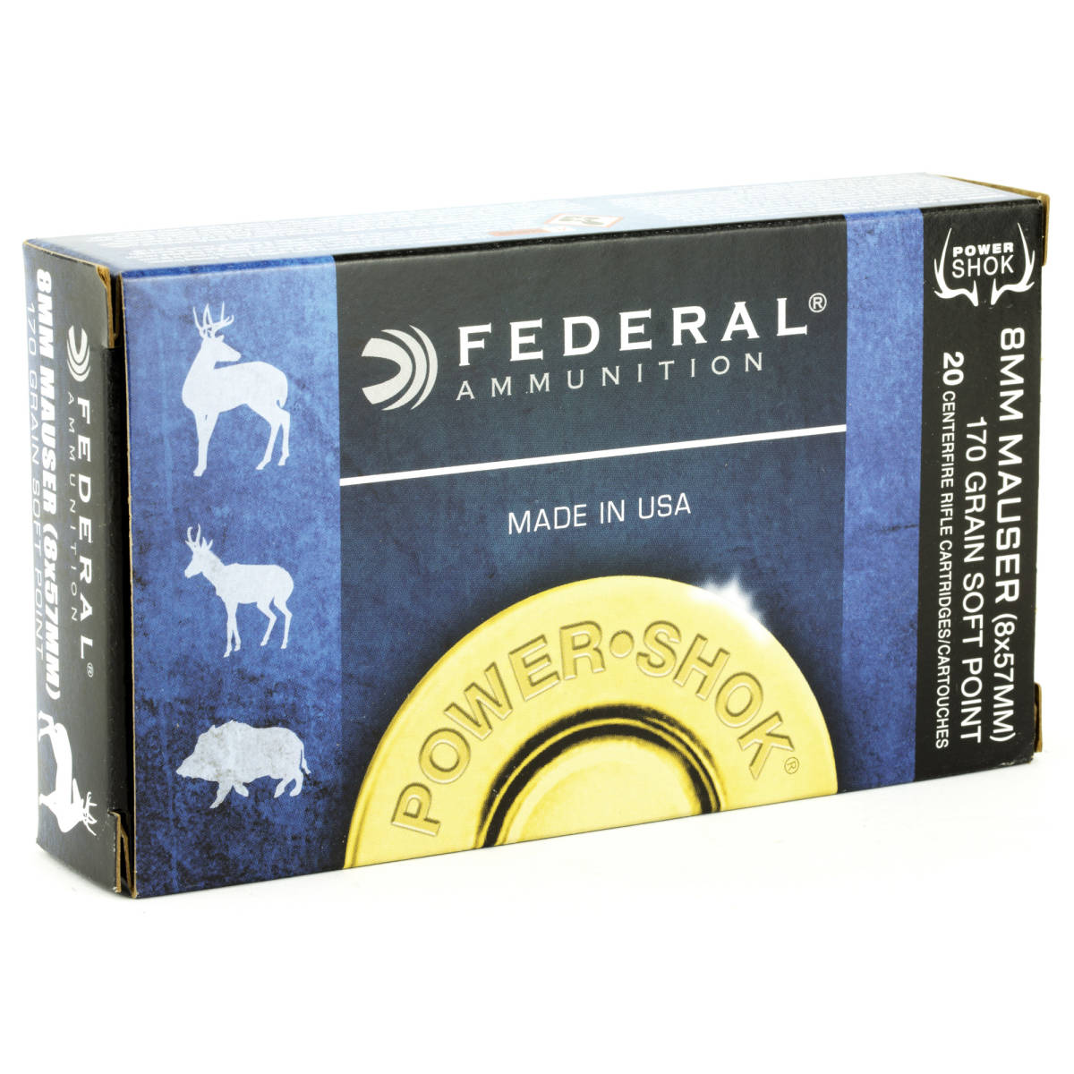 Federal 8A Power-Shok 8mm Mauser 170 gr Jacketed Soft Point 20 Per Box/...-img-1