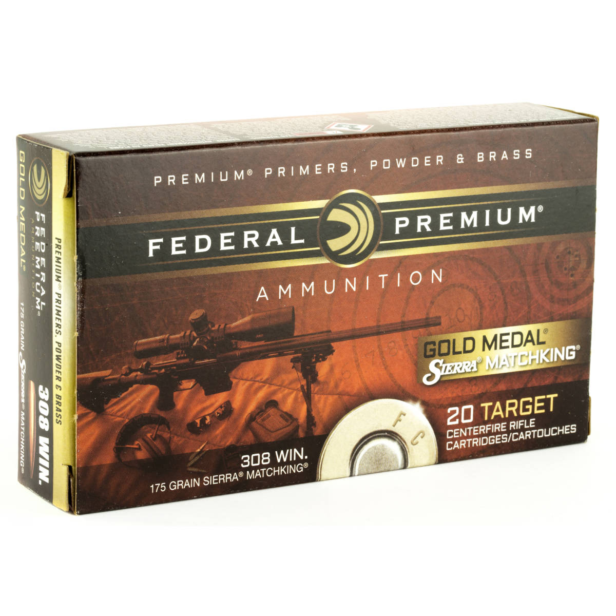 Federal GM308M2 Premium Gold Medal 308 Win 175 Gr Sierra MatchKing BTHP ...