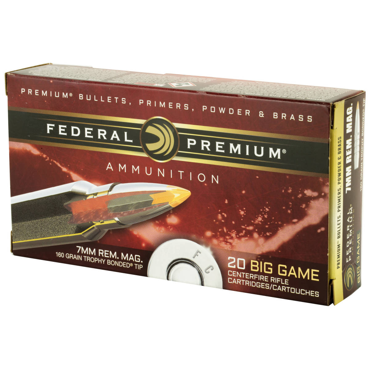 Federal PR7TT1 Premium 7mm Rem Mag 160 gr Trophy Bonded Tip 20 Per ...