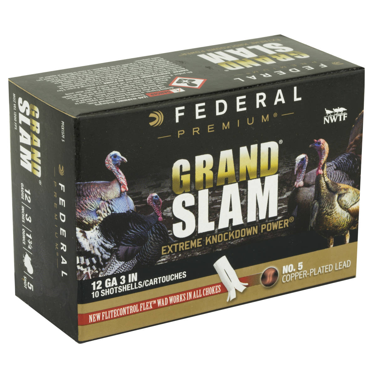 Federal PFCX157F5 Premium Grand Slam 12 Gauge 3” 1 3/4 oz 5 Shot 10...-img-1
