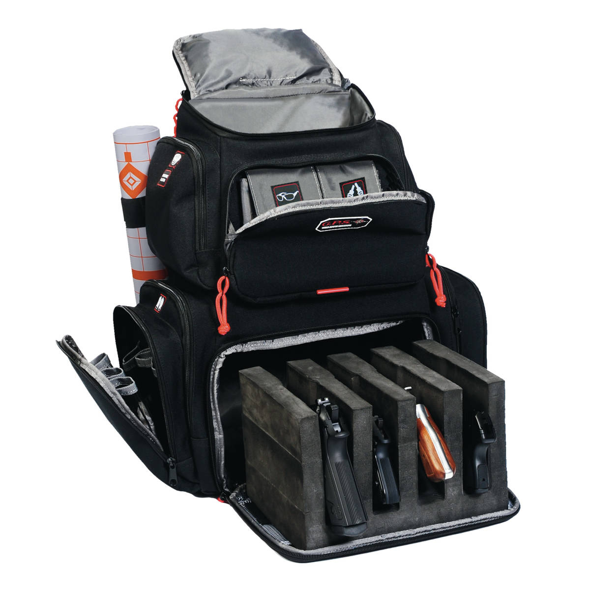 GPS Bags 1711BP Handgunner Backpack Black 1000D Nylon Holds 4 Handguns-img-0