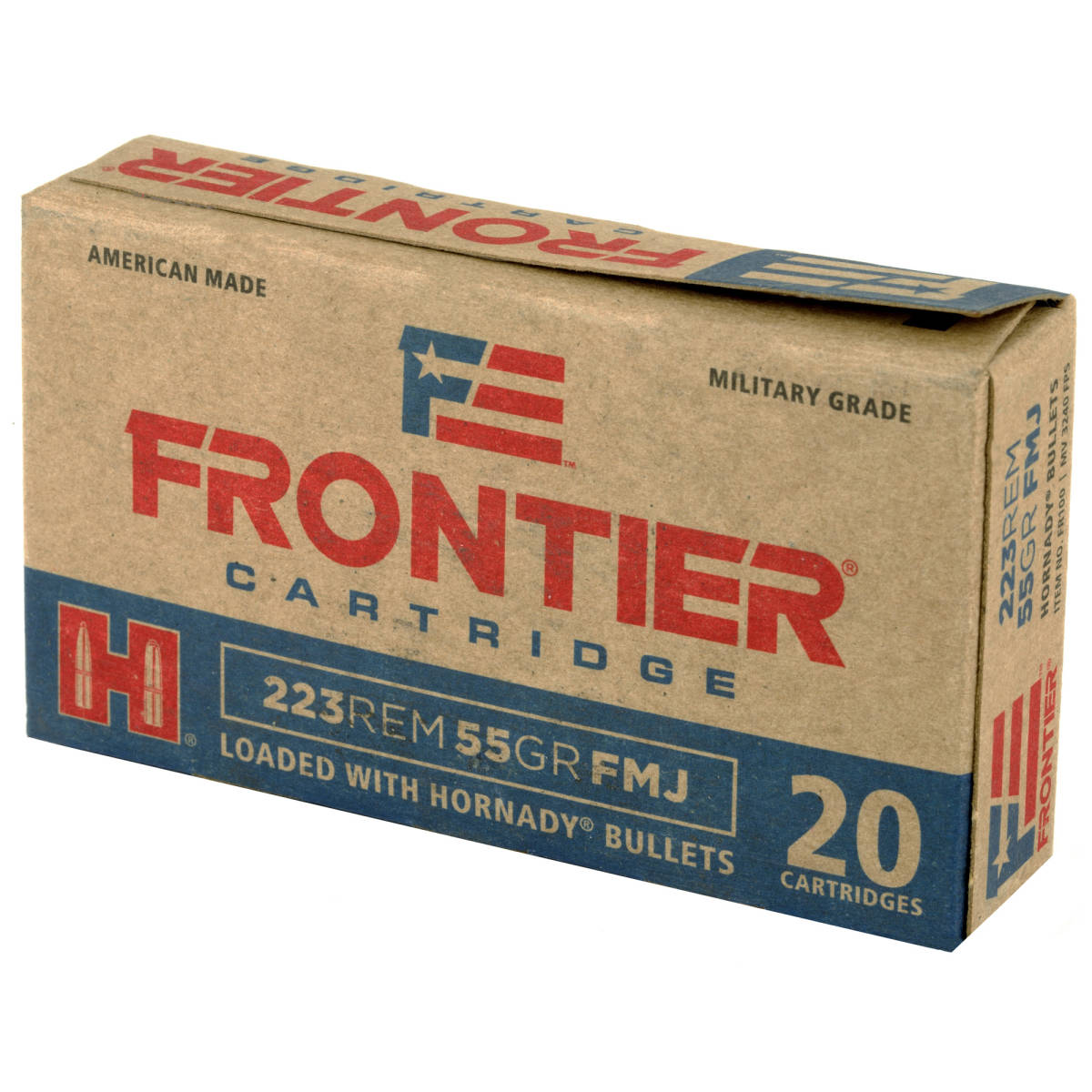 223 Ammo Hornady Frontier 55 gr Full Metal Jacket FMJ Rem FR100-img-3