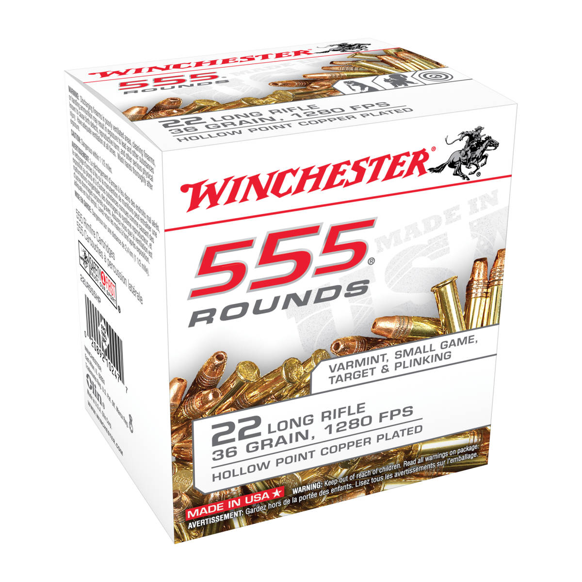 Winchester Ammo 22LR555HP USA 22 LR 36 gr Copper Plated Hollow Point 555-img-0