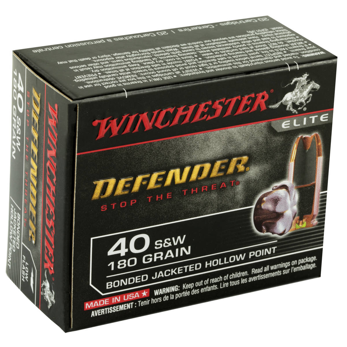 Winchester Ammo S40SWPDB1 Defender 40S&W 180gr Bonded Jacket Hollow...-img-2