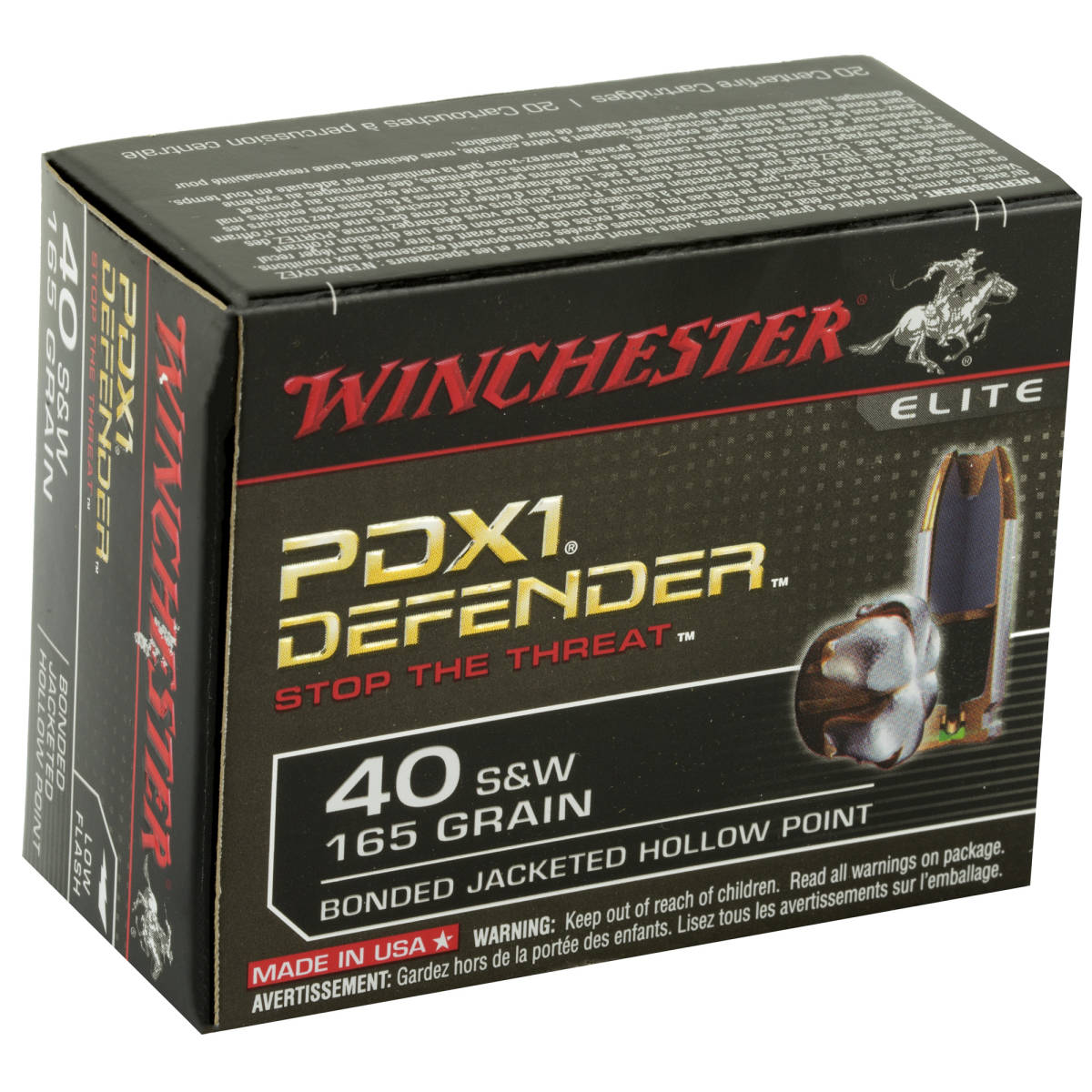 Winchester Ammo S40SWPDB Defender 40S&W 165gr Bonded Jacket Hollow Point-img-2