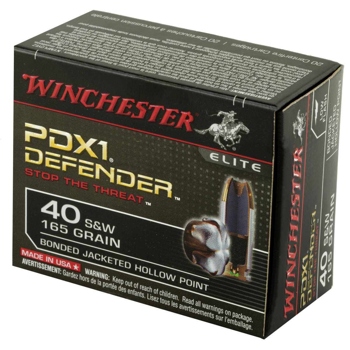 Winchester Ammo S40SWPDB Defender 40S&W 165gr Bonded Jacket Hollow Point-img-3