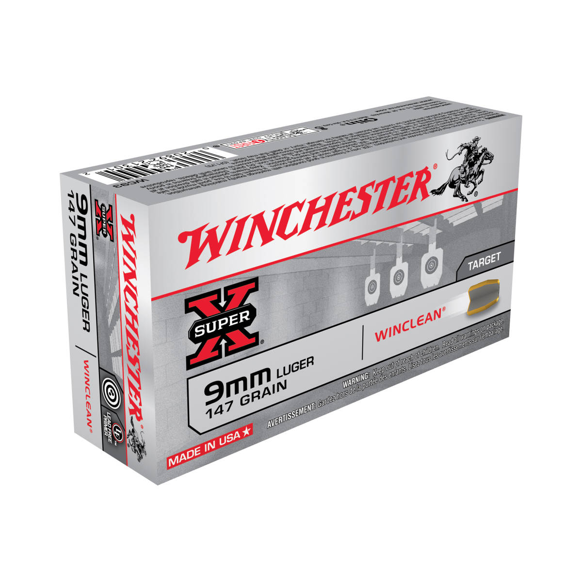 Winchester Ammo WC93 Super X 9mmLuger 147gr Winclean Brass Enclosed Base-img-1