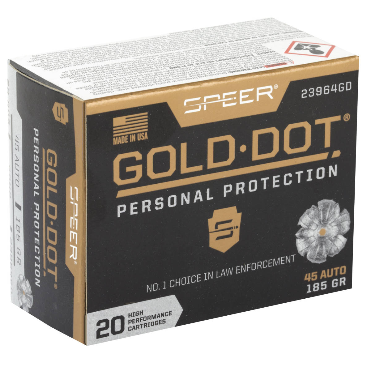Speer 23964GD Gold Dot Personal Protection 45 ACP 185 gr Hollow Point 20-img-1