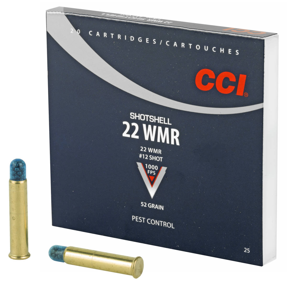 CCI 0025 Pest Control Shotshell 22WMR 52gr #12Shot 20 Per Box/100 Case-img-1