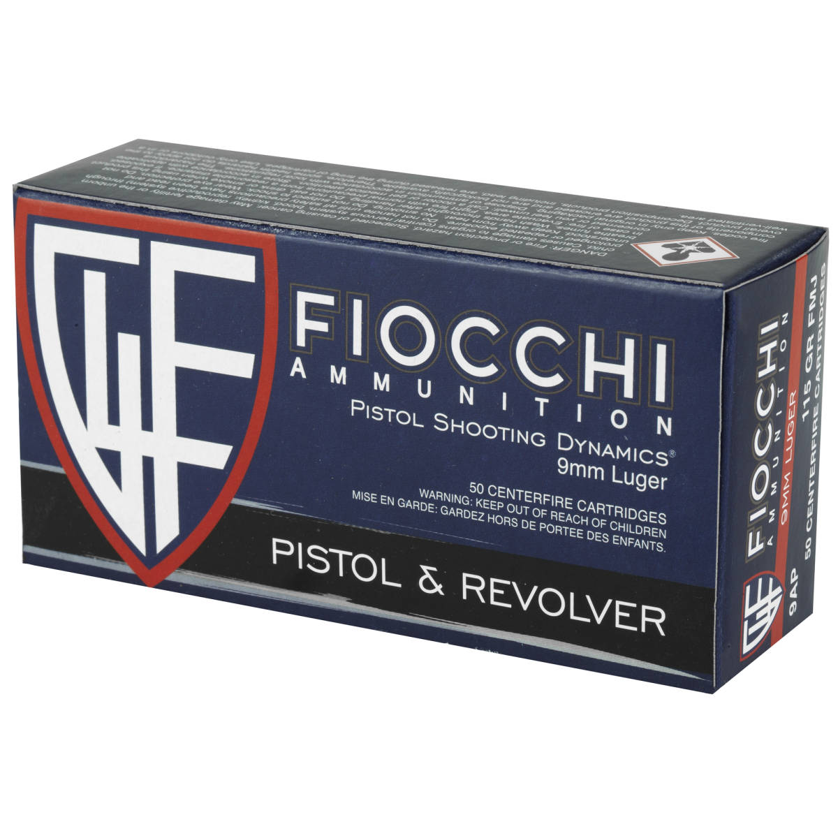 9MM Ammo Fiocchi Shooting Dynamics 115 Grain FMJ 9AP .50 Rounds-img-2