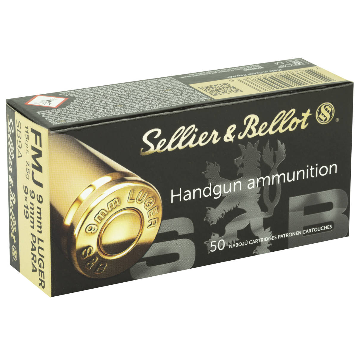 9mm ammo 115 Gr Full Metal Jacket 50 Rounds SB9A Sellier Bellot-img-1