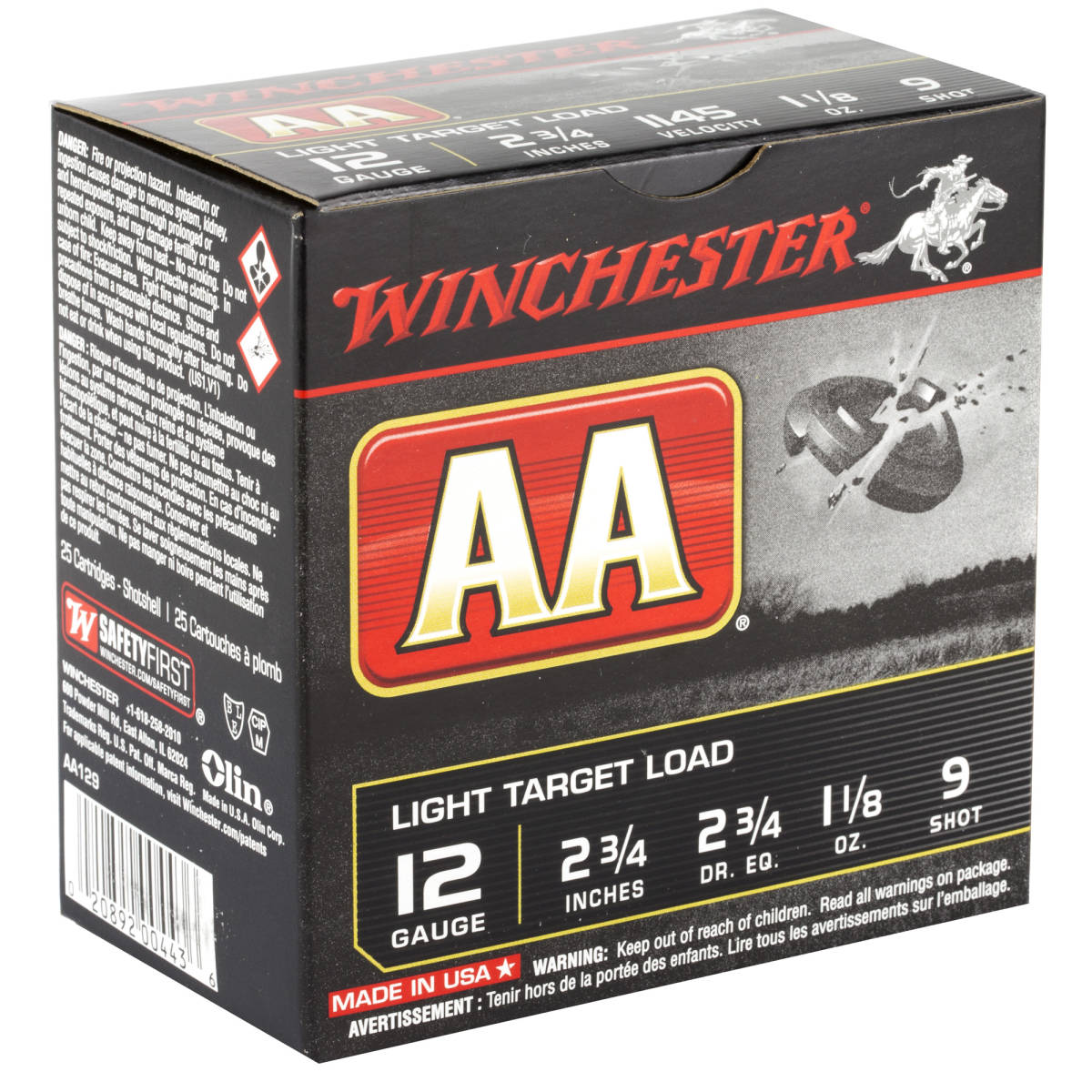 Winchester Ammo AA129 AA Light Target 12 Gauge 2.75” 1 1/8 oz 9 Shot...-img-1