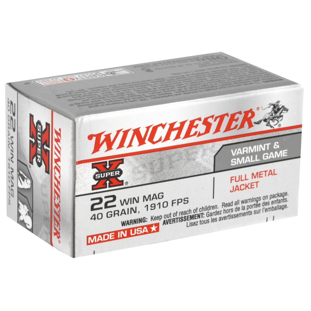 Winchester Ammo X22M Super X 22WMR 40gr Full Metal Jacket 50 Per Box/40...-img-2