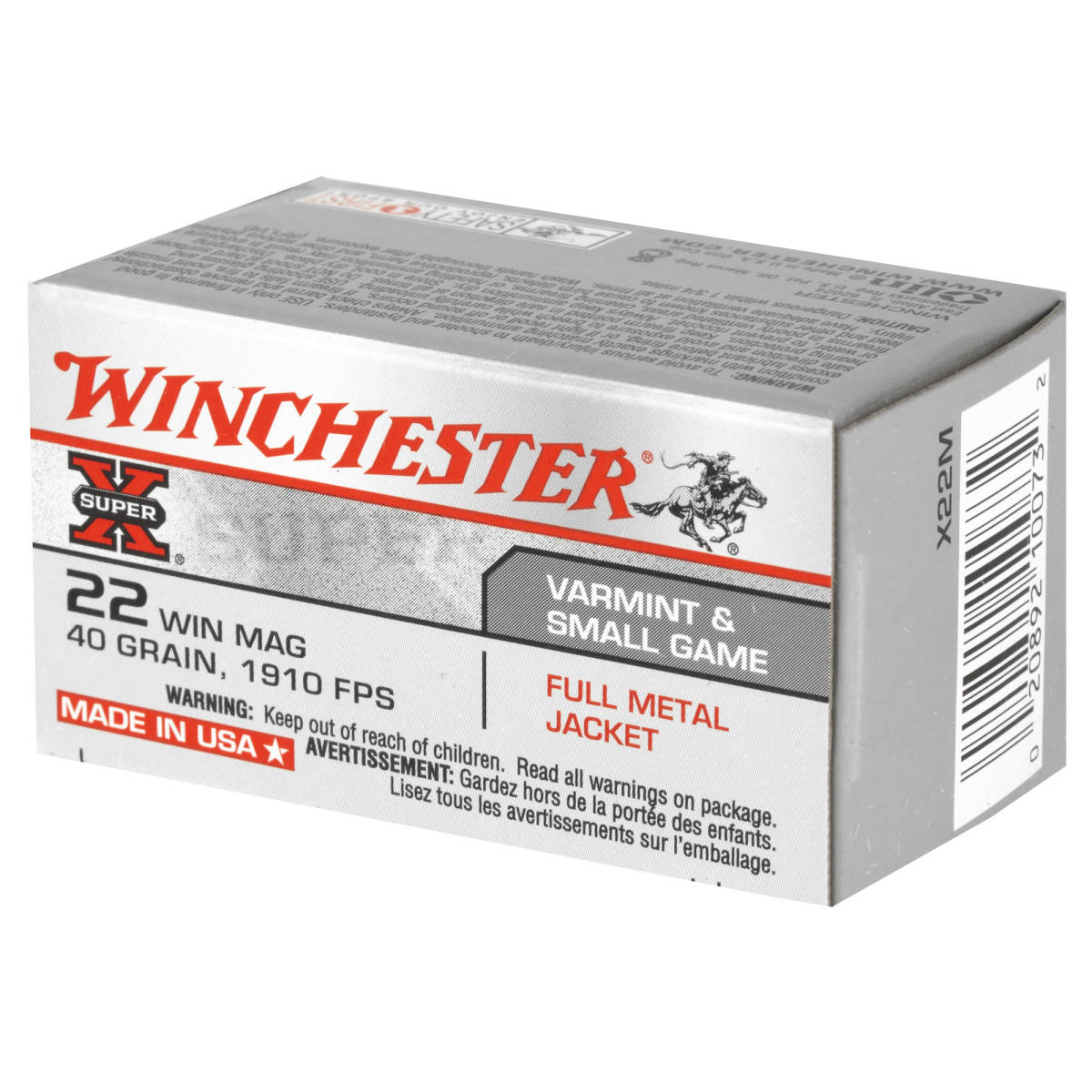 Winchester Ammo X22M Super X 22WMR 40gr Full Metal Jacket 50 Per Box/40...-img-3