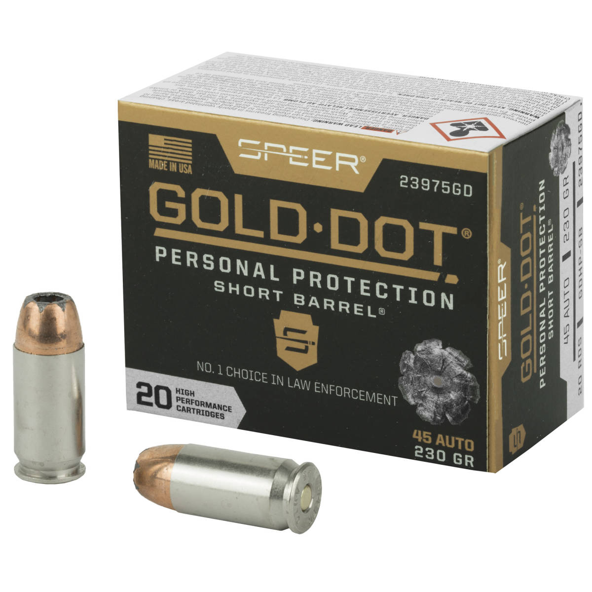 Speer 23975GD Gold Dot Personal Protection Short Barrel 45 ACP 230 gr...