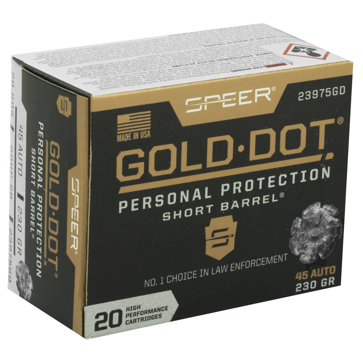 Speer 23975GD Gold Dot Personal Protection Short Barrel 45 ACP 230 gr...-img-1