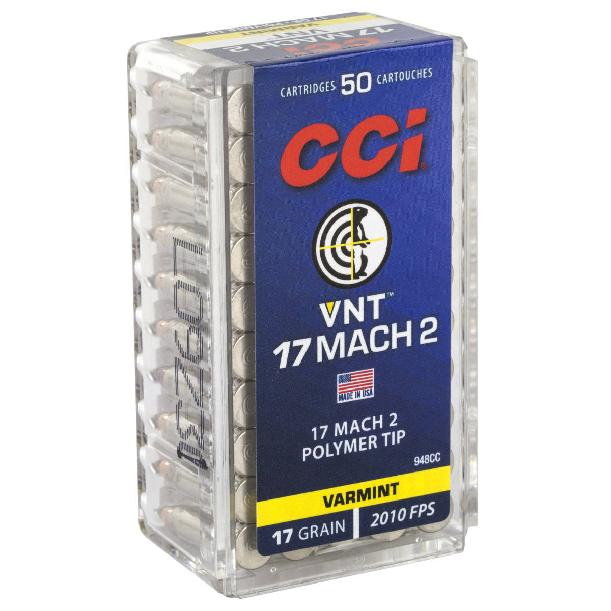 CCI 948CC VNT Rimfire 17Mach2 17gr Varmint Tipped 50 Per Box/100 Case-img-2