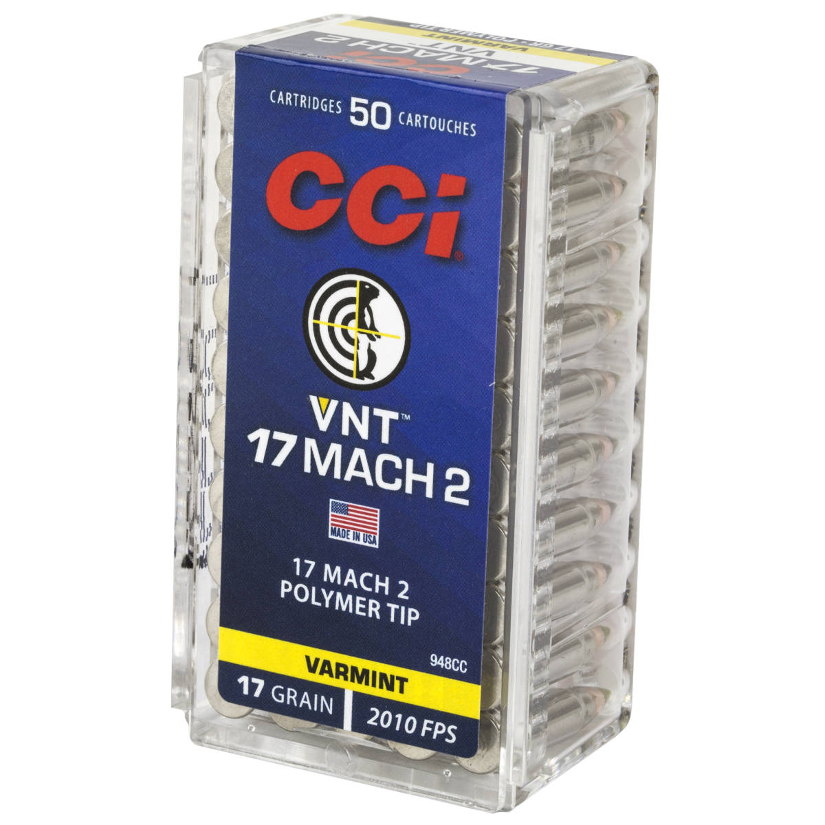 CCI 948CC VNT Rimfire 17Mach2 17gr Varmint Tipped 50 Per Box/100 Case-img-3