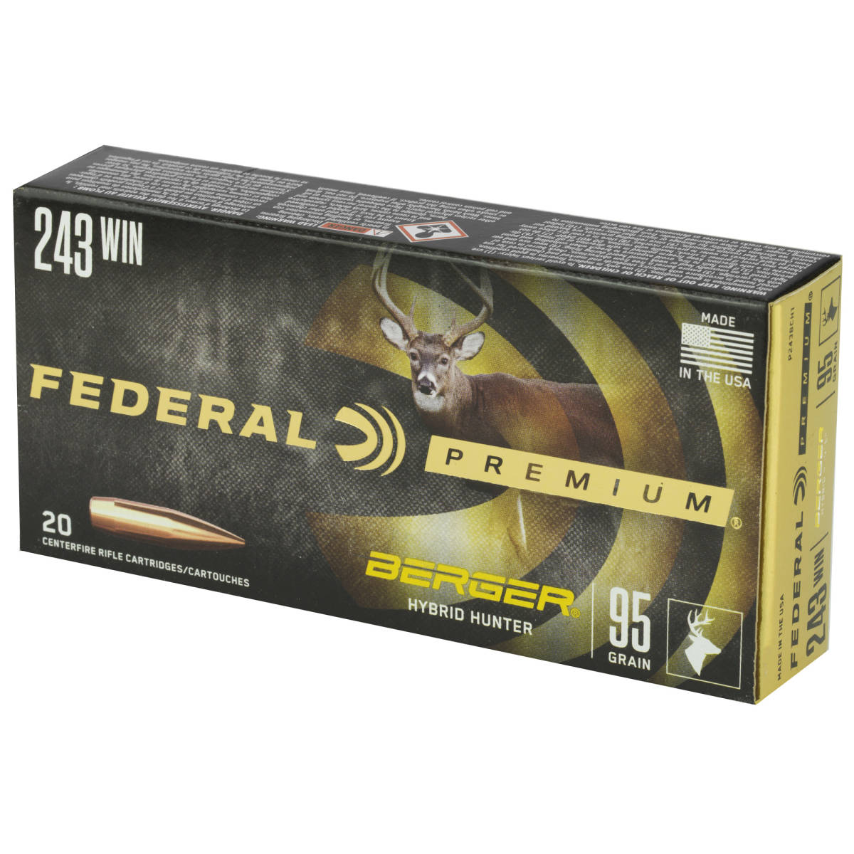 Federal P243BCH1 Premium 243Win 95gr Berger Hybrid Hunter 20 Per Box/10...-img-3