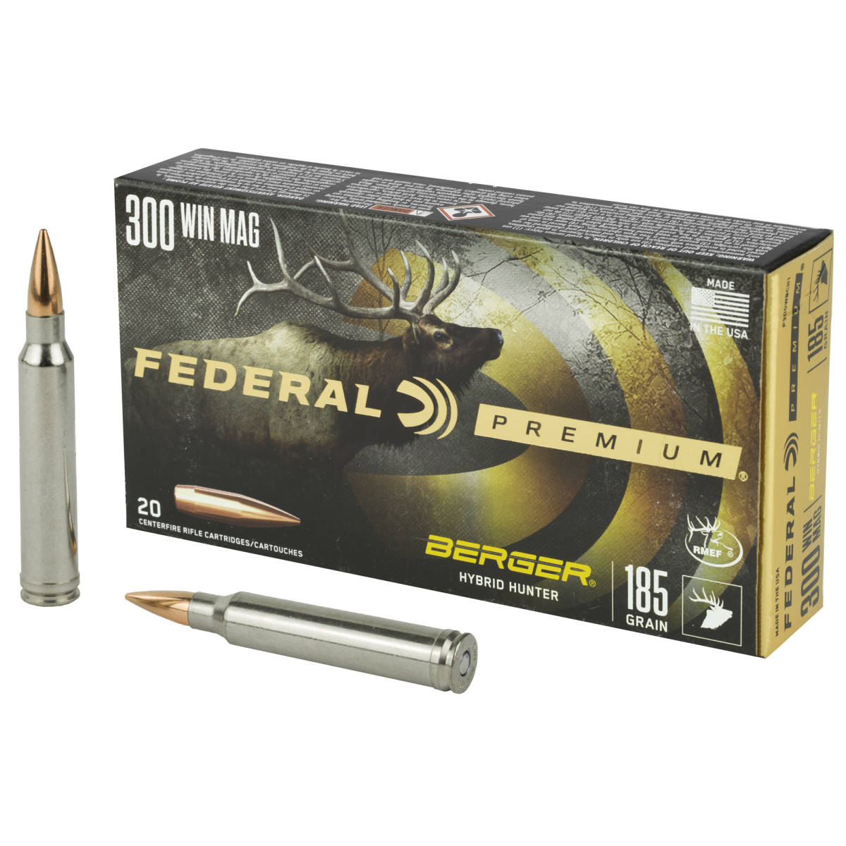 Federal P300WBCH1 Premium 300WinMag 185gr Berger Hybrid Hunter 20 Per...-img-1