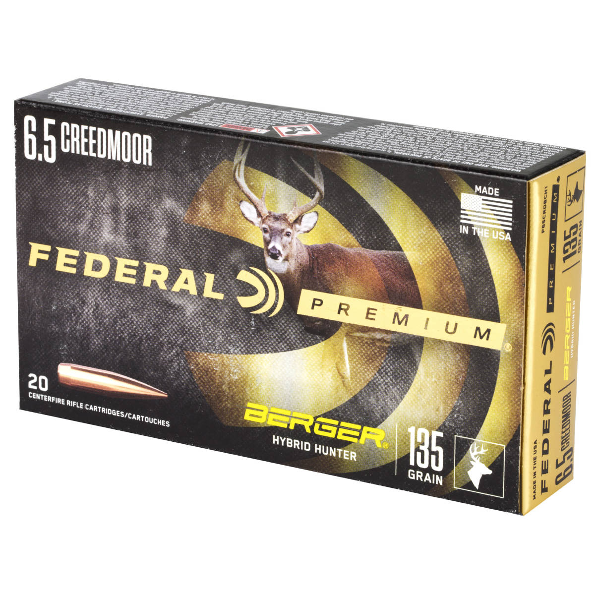 Federal P65CRDBCH1 Premium 6.5Creedmoor 135gr Berger Hybrid Hunter 20...-img-3