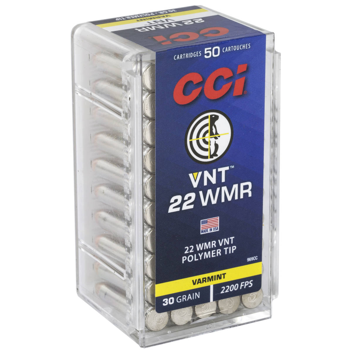 CCI 969CC VNT Rimfire 22 WMR 30 gr Varmint Tipped 50 Per Box/40 Case-img-1