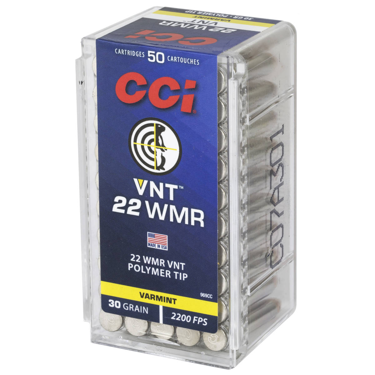 CCI 969CC VNT Rimfire 22 WMR 30 gr Varmint Tipped 50 Per Box/40 Case-img-2