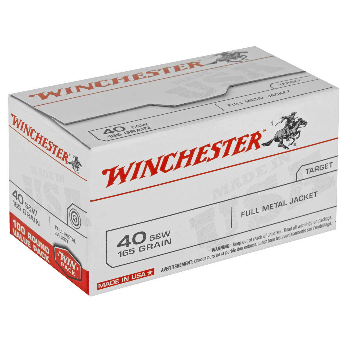 Winchester 40 S&W 165 gr Full Metal Jacket (FMJ) 100 Round Value Pack-img-1