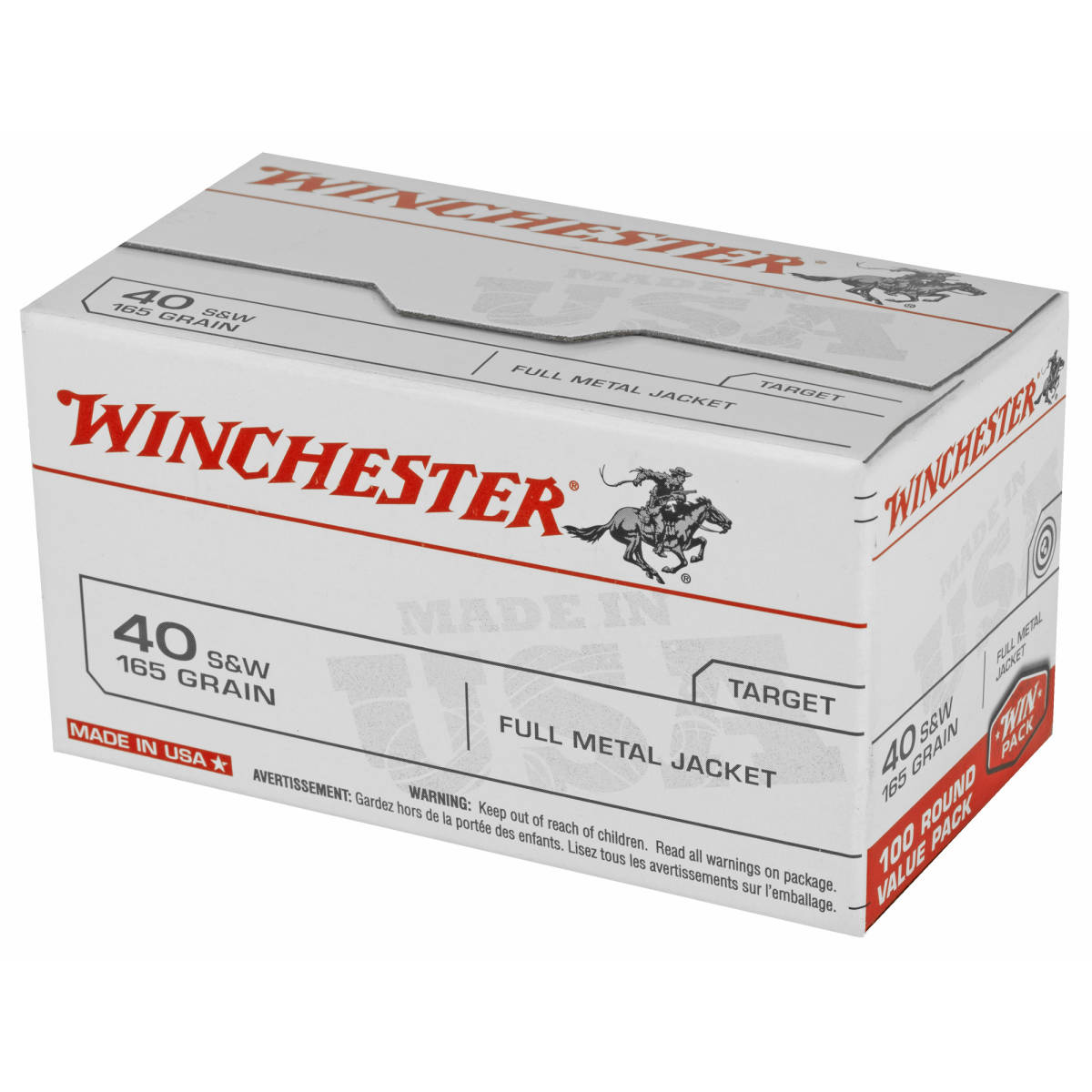 Winchester 40 S&W 165 gr Full Metal Jacket (FMJ) 100 Round Value Pack-img-2