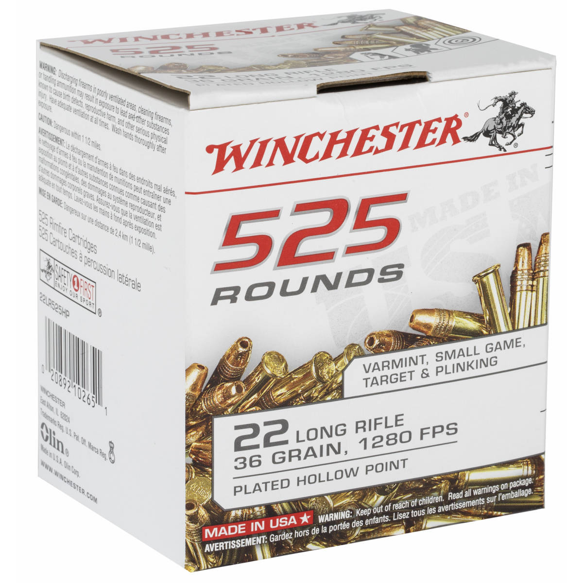 525 ROUNDS WINCHESTER 22LR 36 GR CP HOLLOW POINT 22 LR AMMO AMMUNITION-img-1
