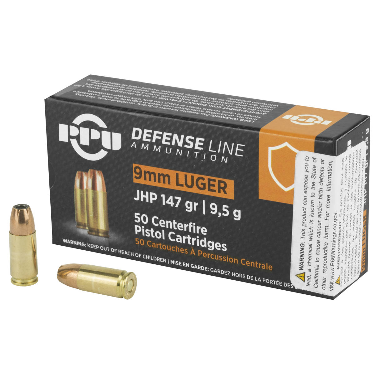 PPU 9mm Personal Defense Ammo 147 gr Jacketed Hollow Point (JHP) 50 Round-img-1
