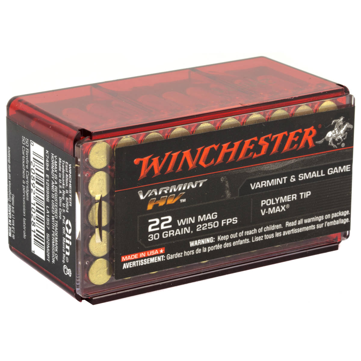 Winchester Ammo S22M2PT Varmint HV 22WMR 30gr Hornady V Max 50 Per...-img-2