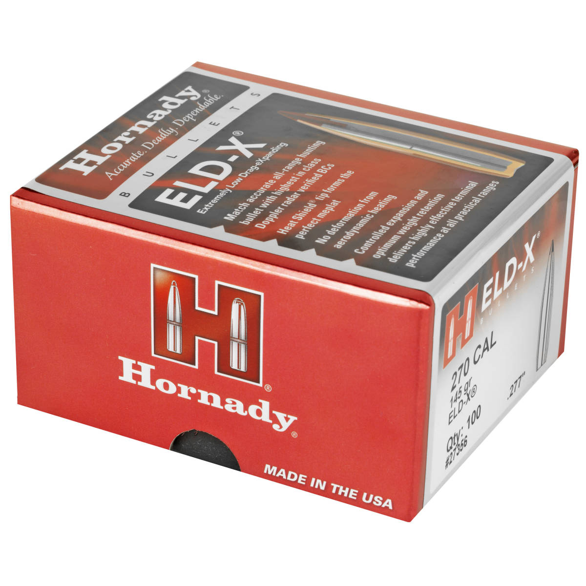 Hornady 27356 ELD-X 270 Cal .277 145 gr Extremely Low Drag eXpanding ...