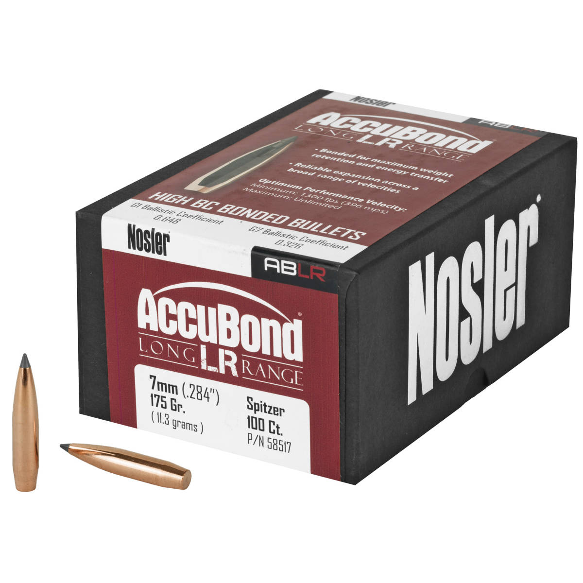 Nosler 58517 AccuBond Long Range 7mm 175gr Spitzer Point 100/Box