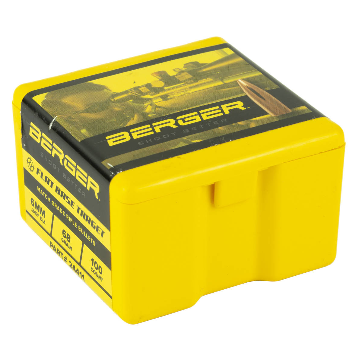 Berger Bullets 24411 Target Match Grade 6mm 68gr Flat Base 100/Box ...