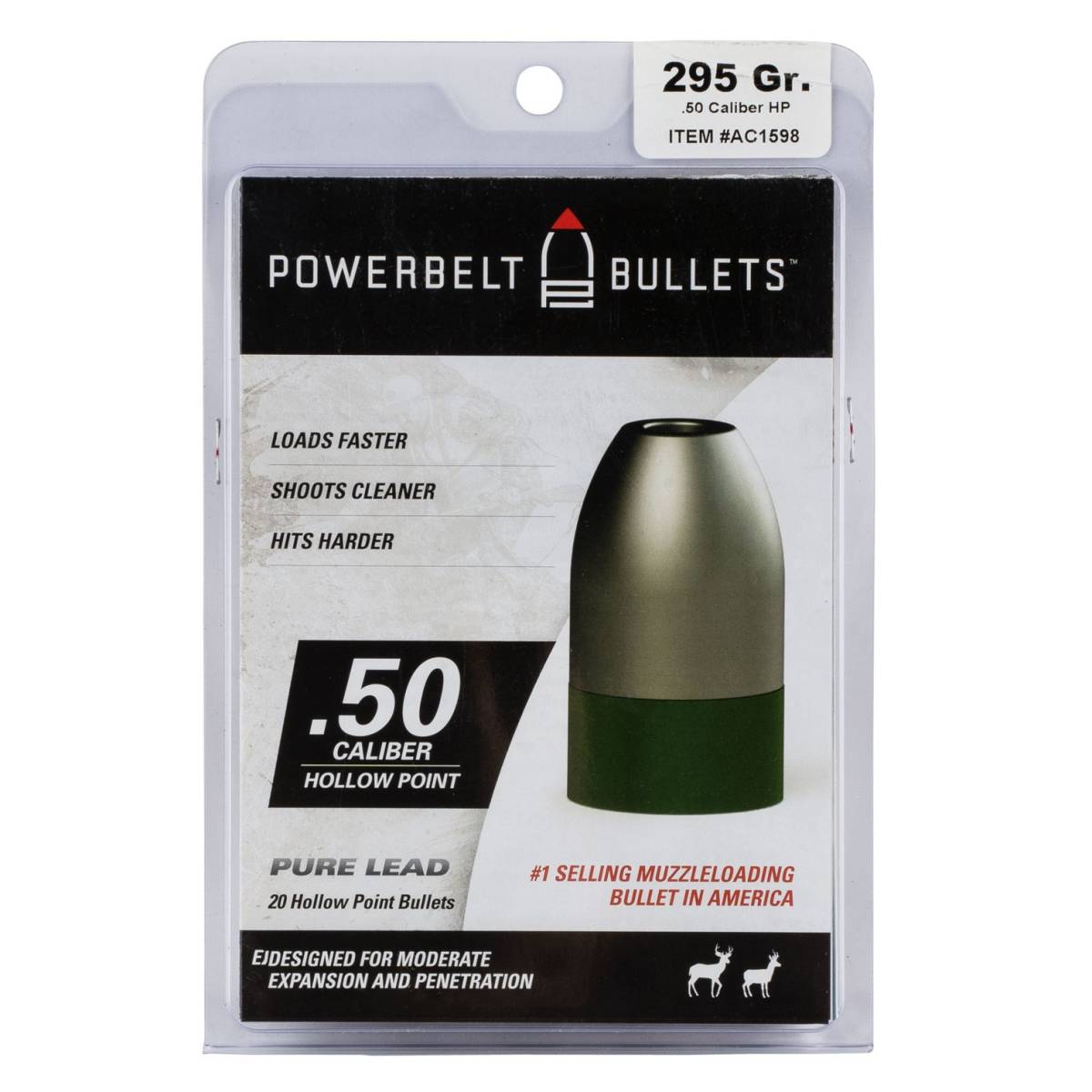 PowerBelt Bullets AC1598 Pure Lead Muzzleloader 50 Cal Hollow Point ...