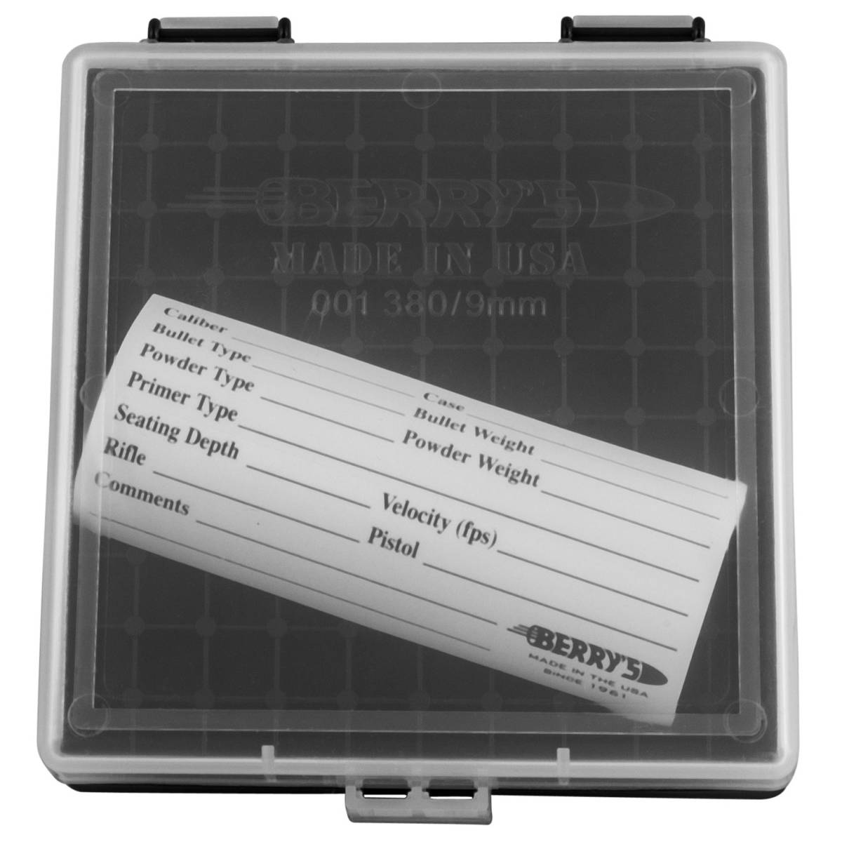 Berry’s 87412 Ammo Box 380 ACP/9mm Luger Clear/Black Polypropylene 100rd-img-0