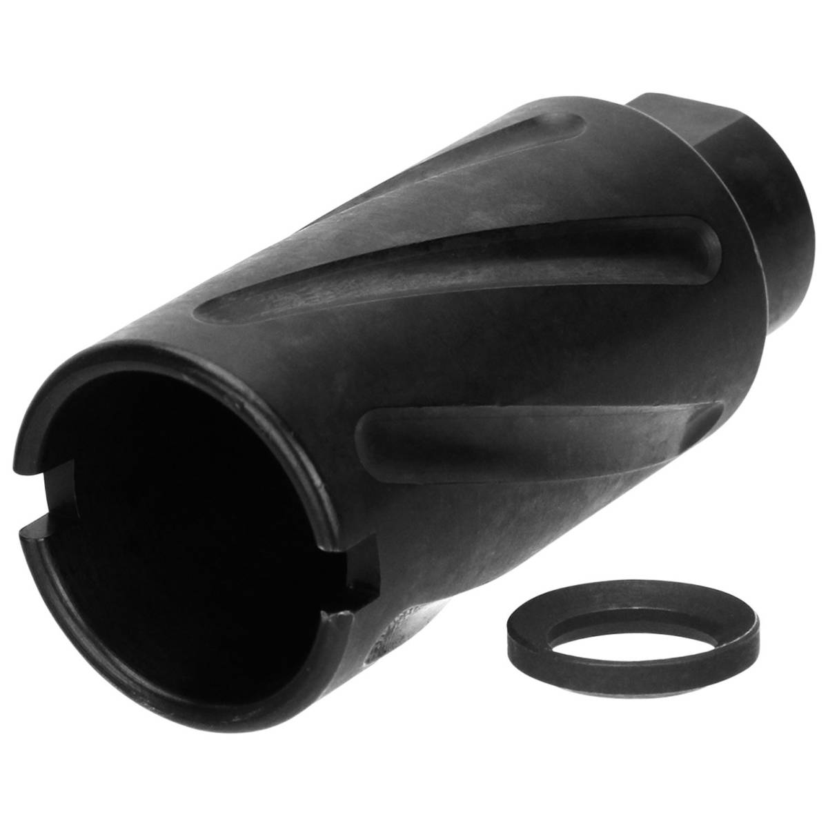 TacFire MZ1007N Spiral Fluted Muzzle Brake Black Oxide Steel with...-img-0