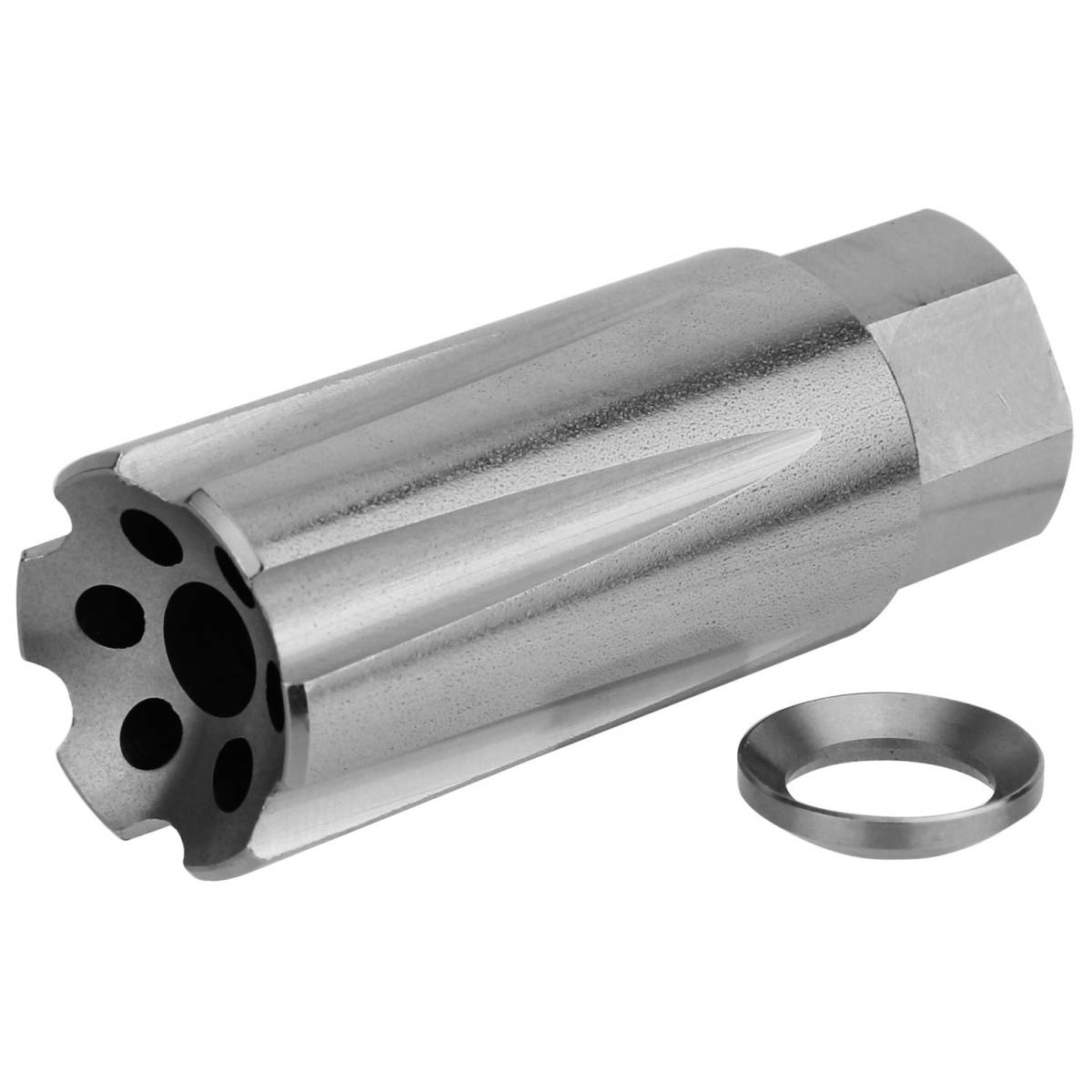 TacFire MZ1020SS Linear Compensator Stainless Steel with 1/2”-28 tpi...-img-0