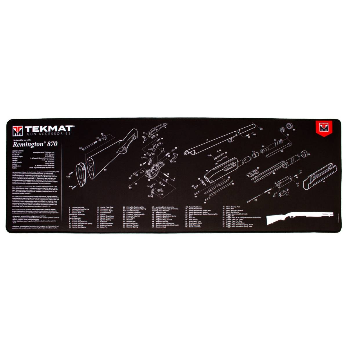TekMat TEKR44REM870 Remington 870 Ultra 44 Cleaning Mat Parts Diagram...-img-0