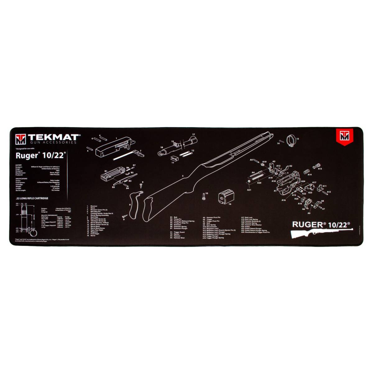 TekMat TEKR441022 Ruger 10-22 Ultra 44 Cleaning Mat Parts Diagram 15”...-img-0