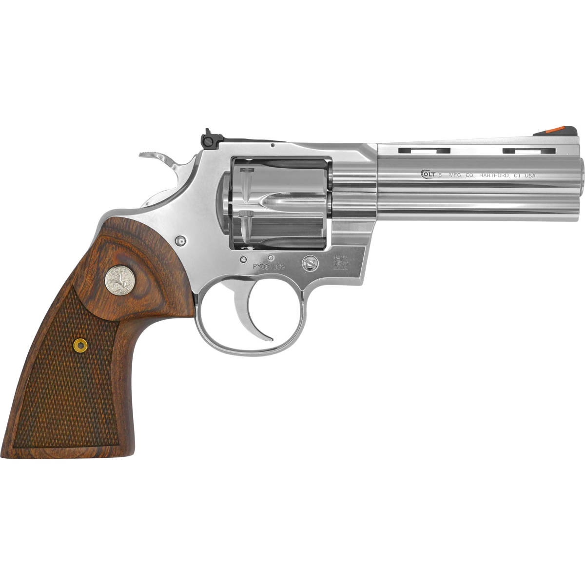 Colt Python 357 Magnum Revolver 6 Round 425” Stainless Steel Walnut Revolvers At Gunbroker 1385